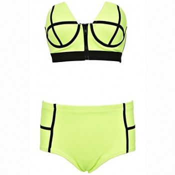 Foclassy™Women Zipper Colorful High Waist Bikini Set